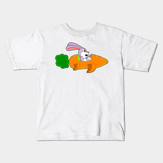 Rabbit Airplane Carrot Kids T-Shirt by Markus Schnabel